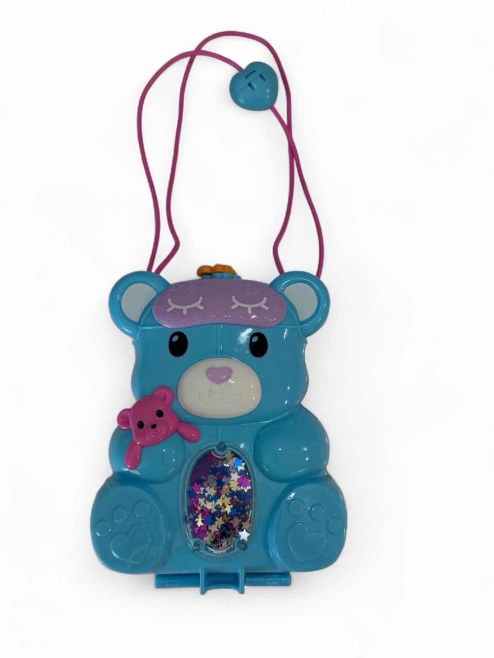 Collectible Polly pocket 2-in-1 blue teddy bear purse playset
